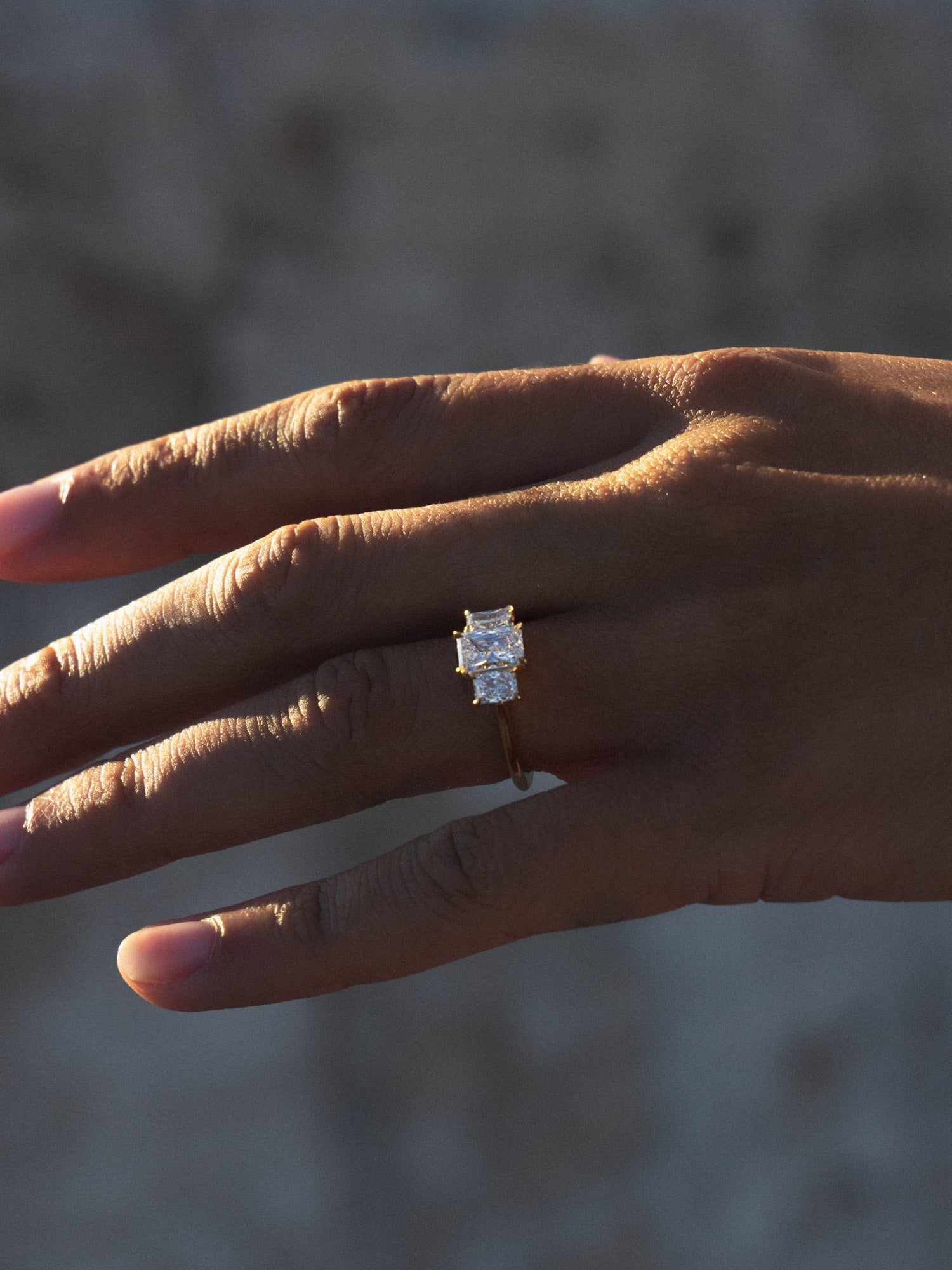 Kishani Trinity Radiant Three-Stone Ring