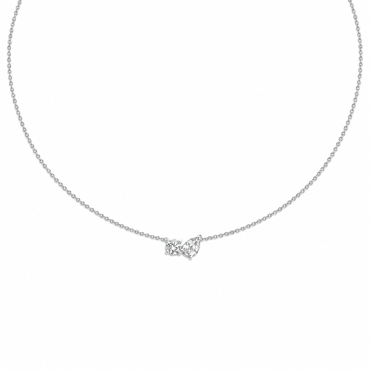 Billy round-pear toi-et moi necklace