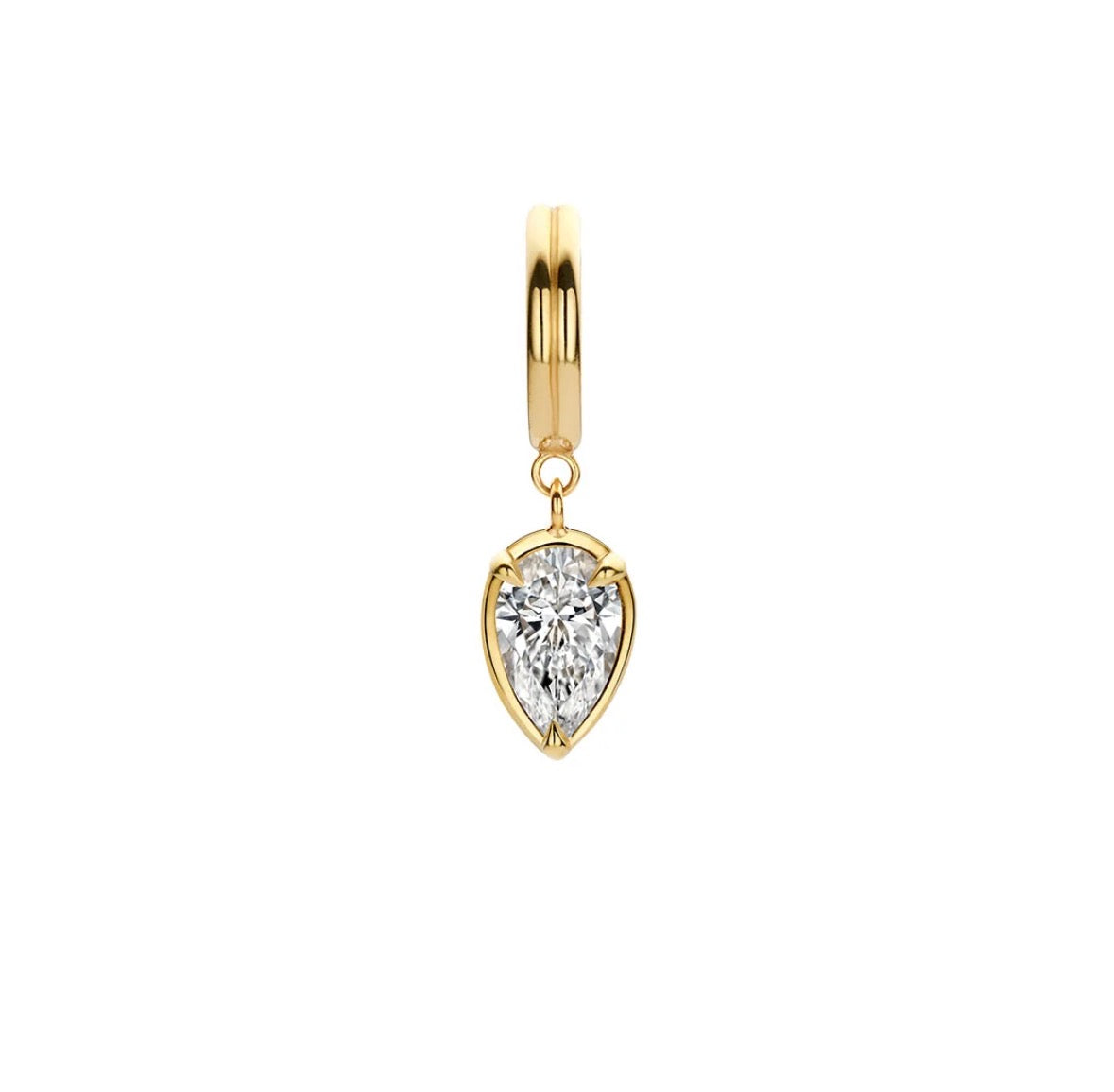 Allen pear bezel hoop earring