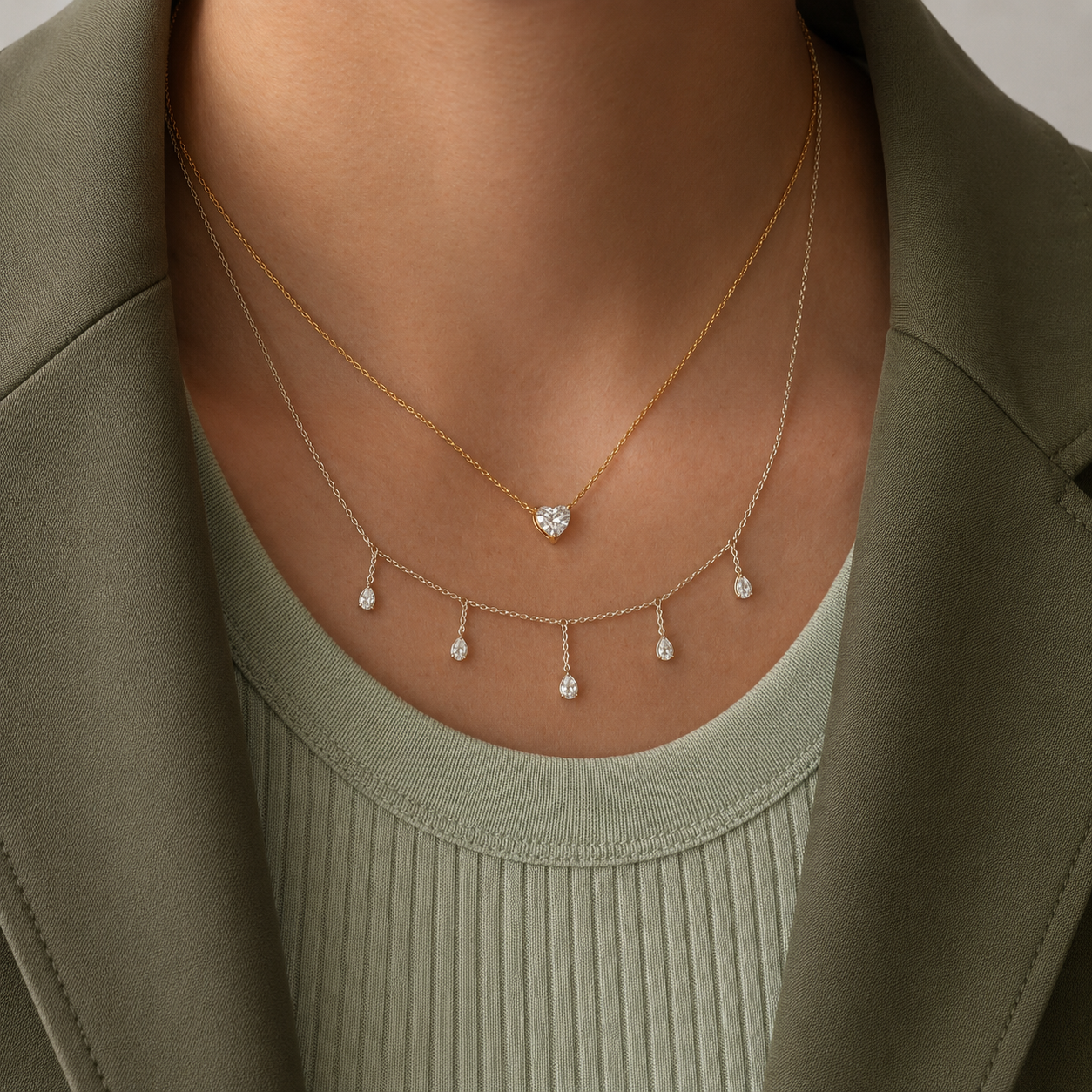 Rain drop pear necklace