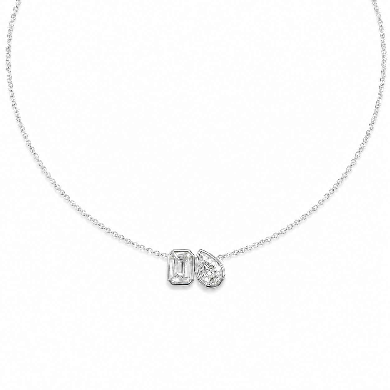 Billy bezel pear-emeral necklace