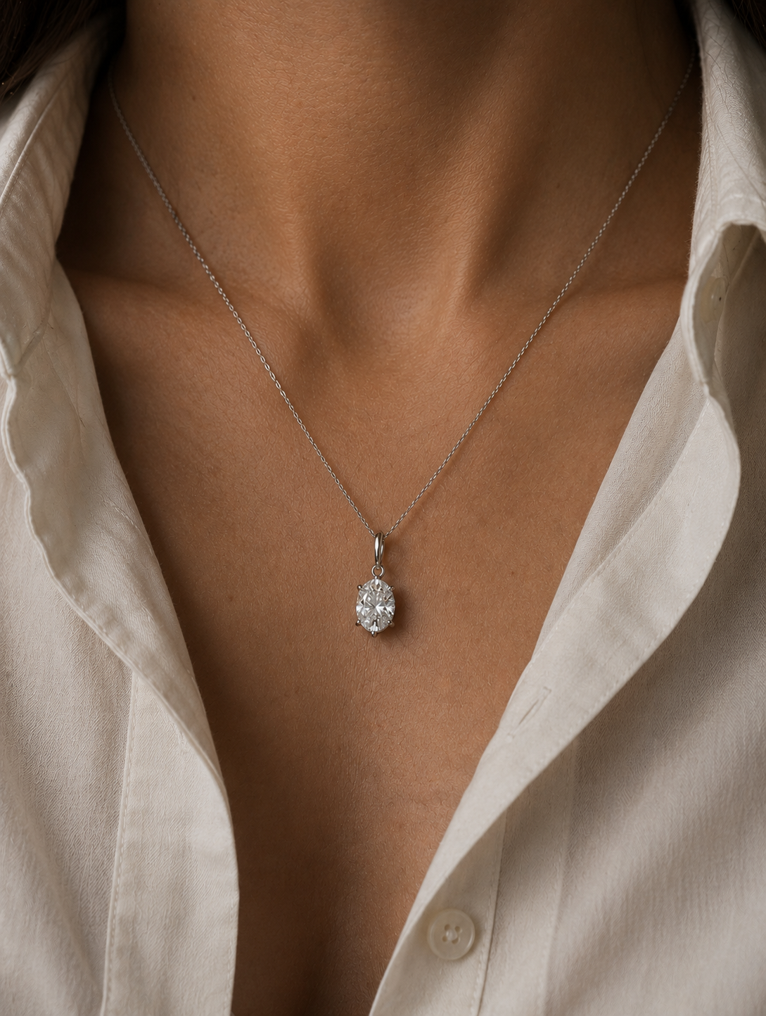 Ava oval solitare necklace