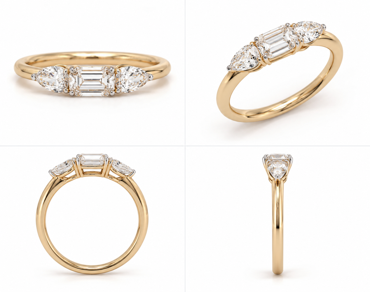 Archer pear-emeral ring