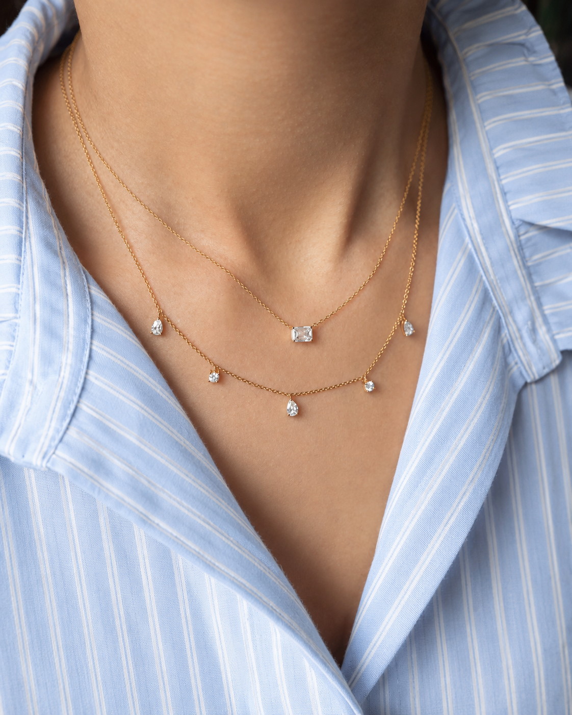 Eliote emerald solitare necklace