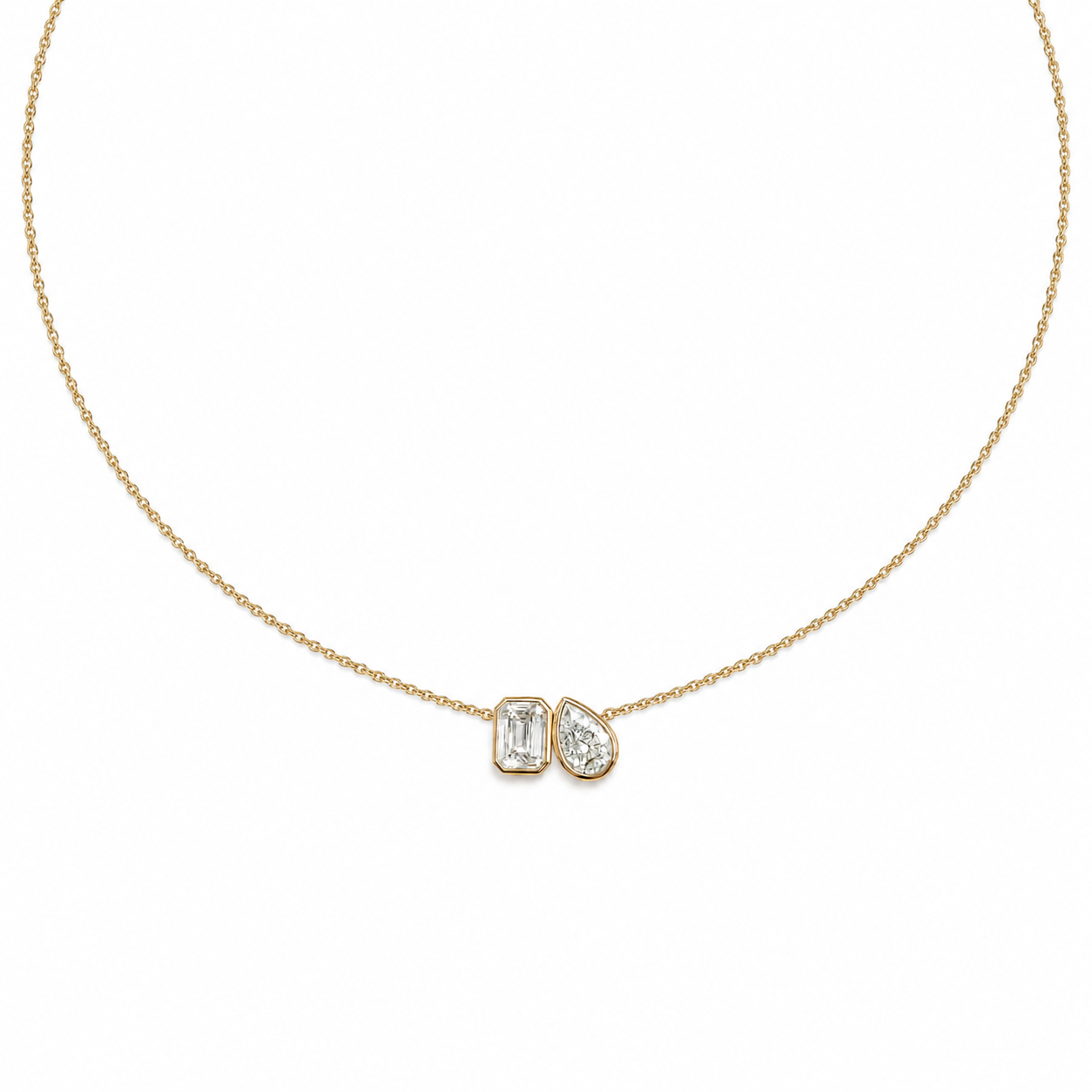 Billy bezel pear-emeral necklace