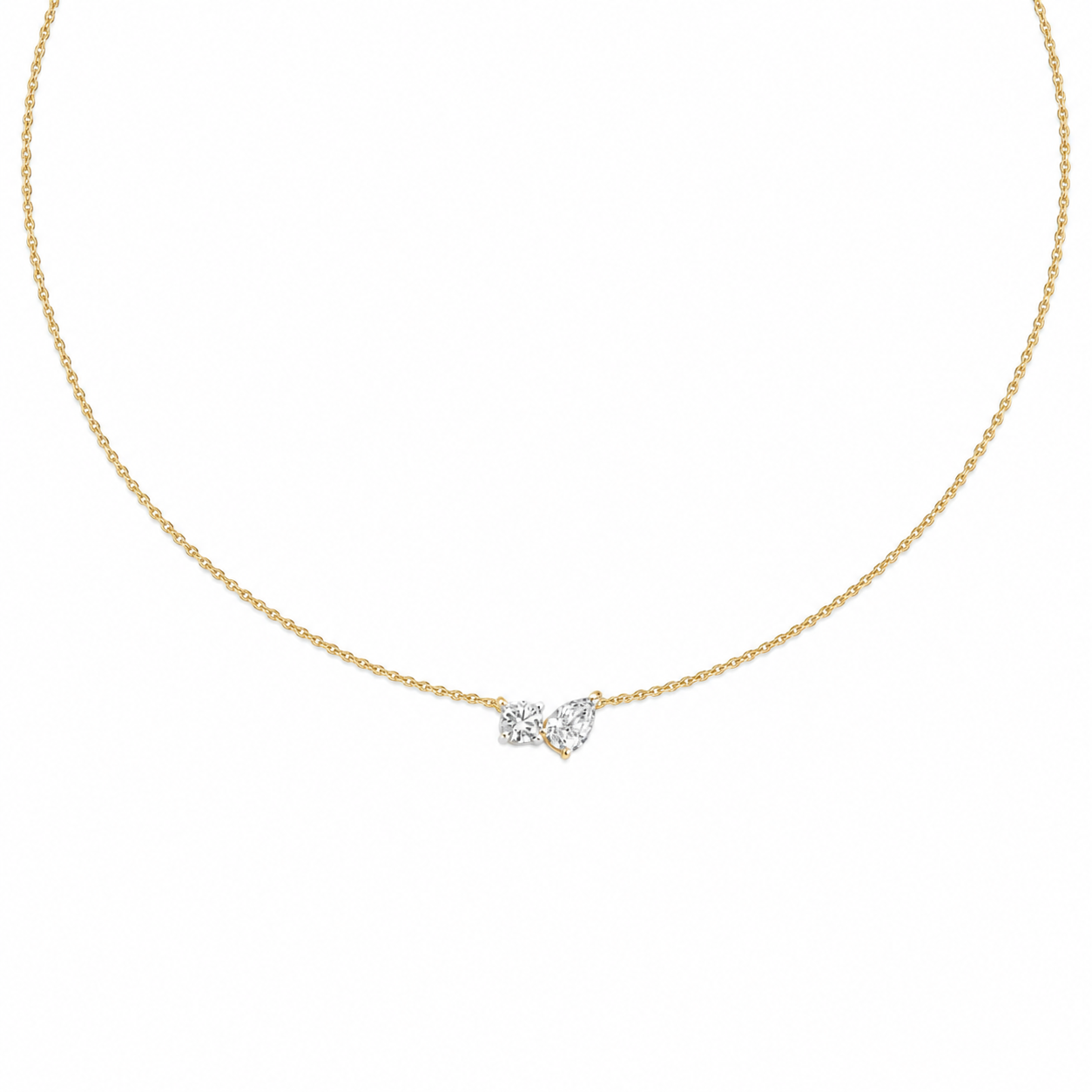 Billy round-pear toi-et moi necklace