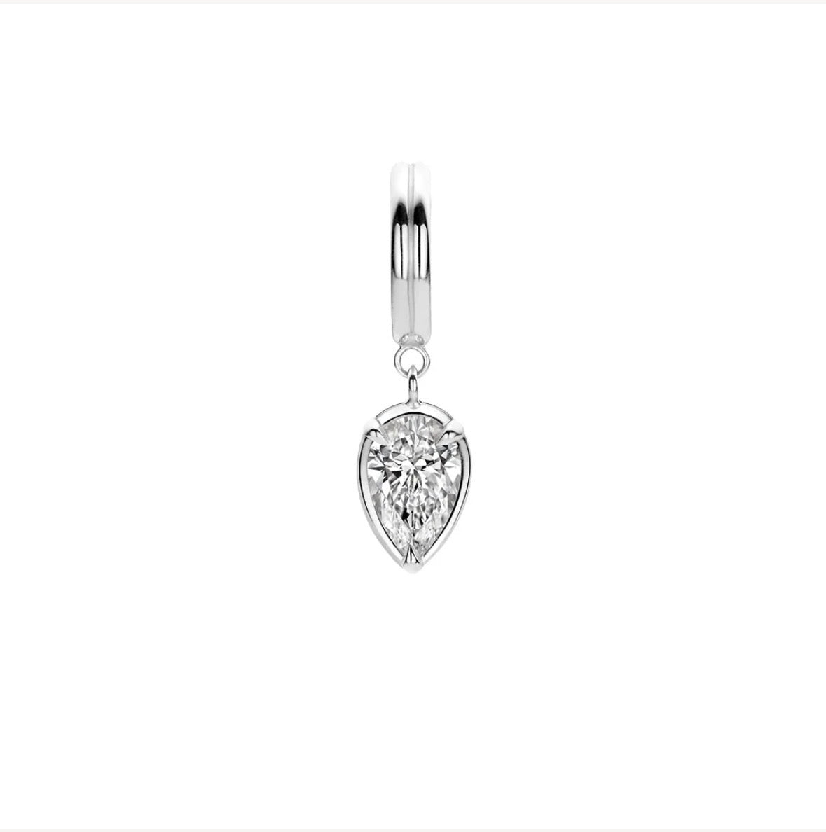 Allen pear bezel hoop earring