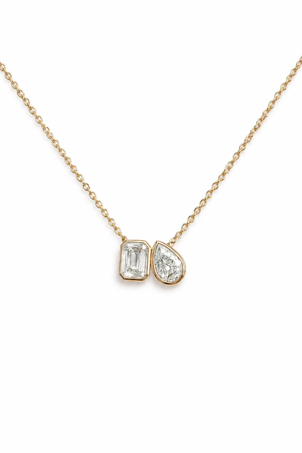 Billy bezel pear-emeral necklace