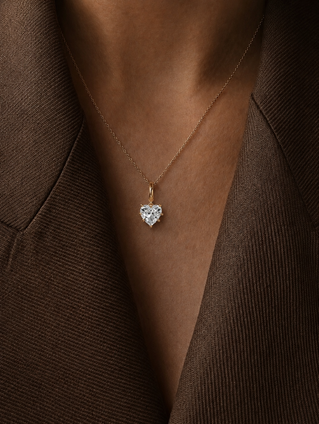 Ava heart solitare necklace