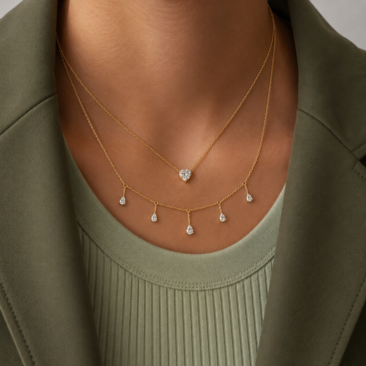 Rain drop pear necklace
