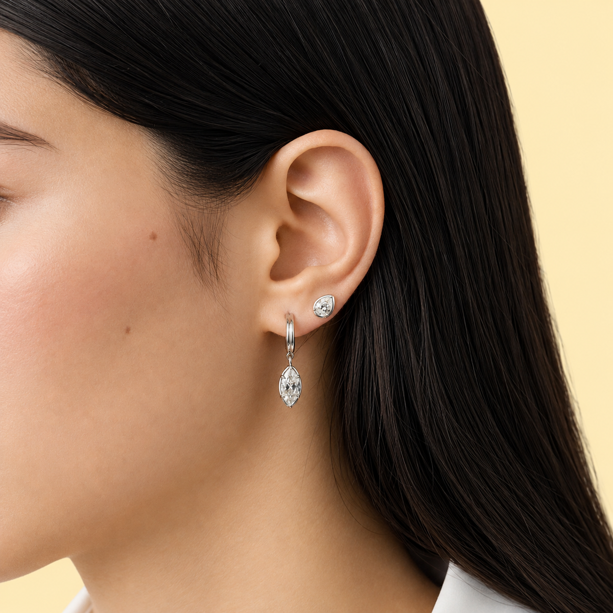 Allen marquise bezel hoop earring