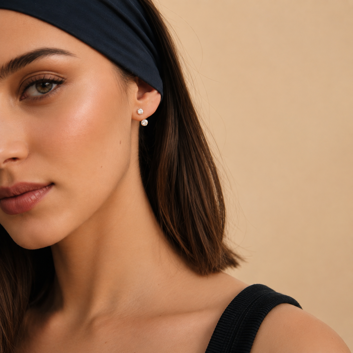 Skylar jacket round-bezel round earring