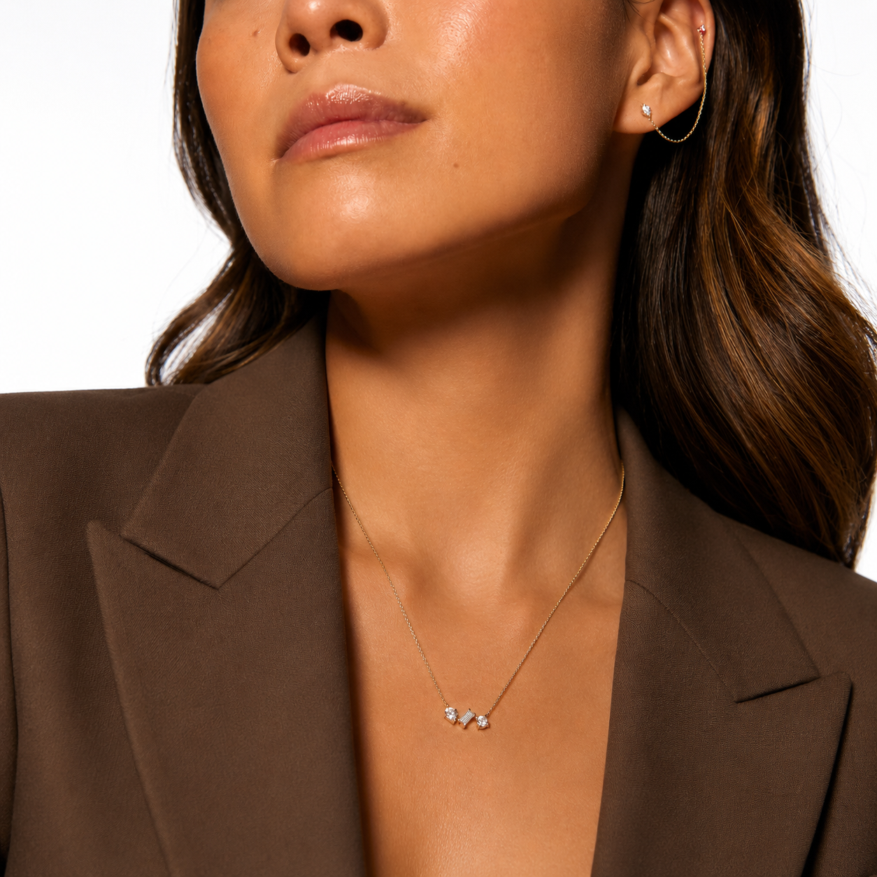 Noah 3 stone scattered necklace