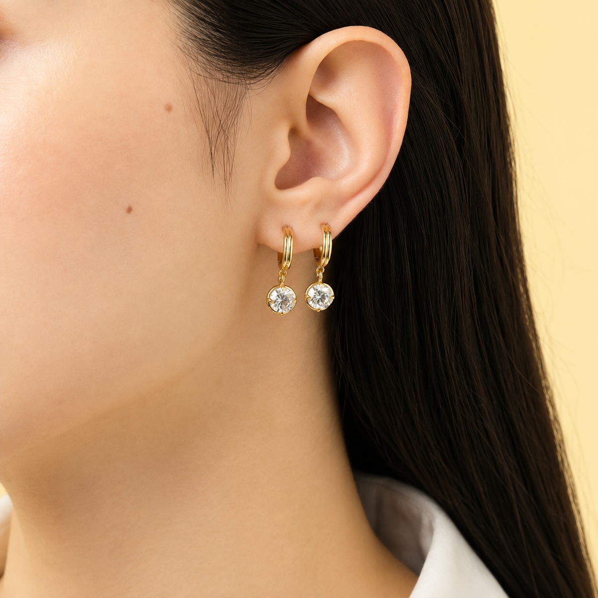 Allen bezel round hoop earring