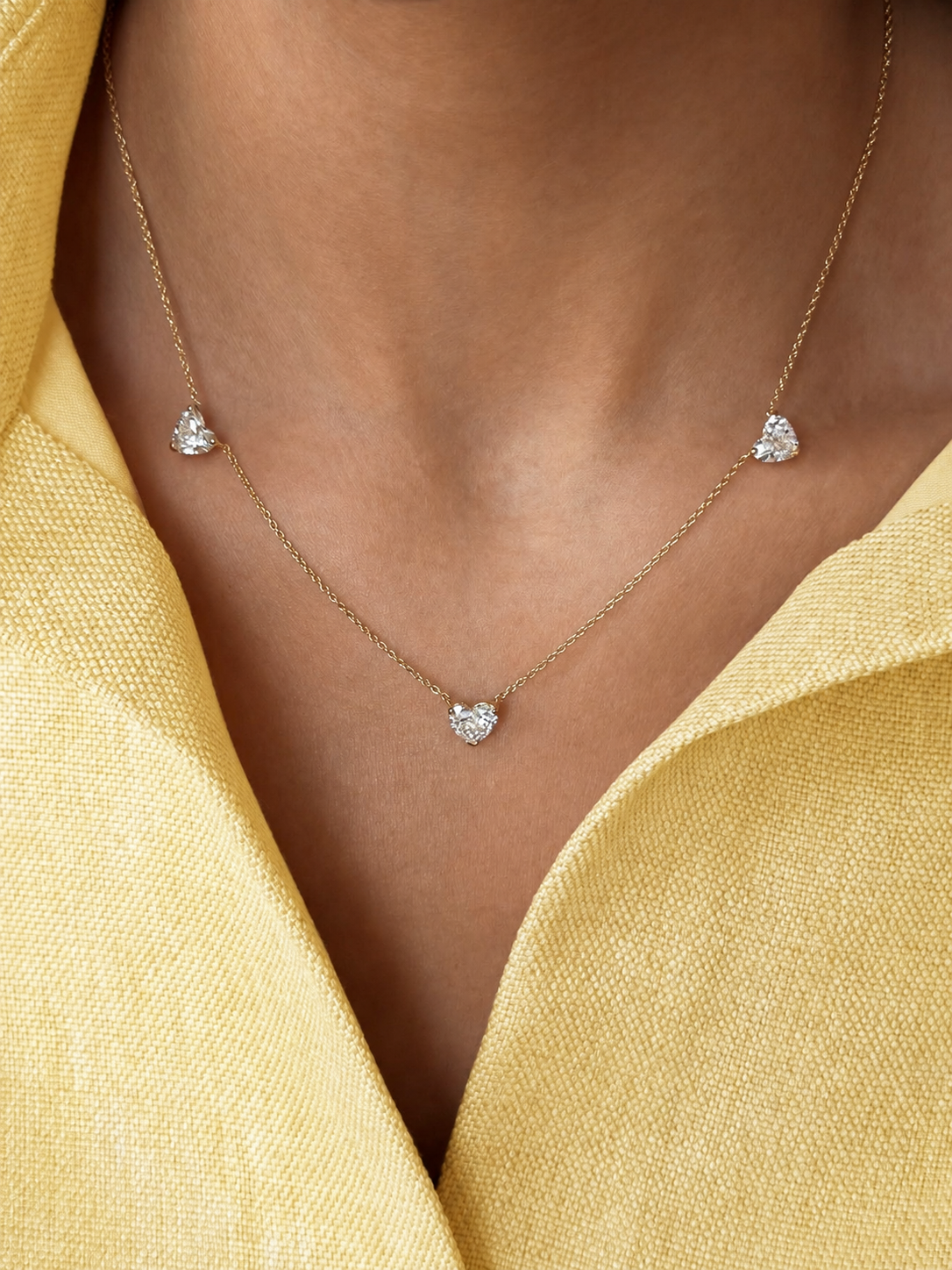 Stella triple heart solitare necklace