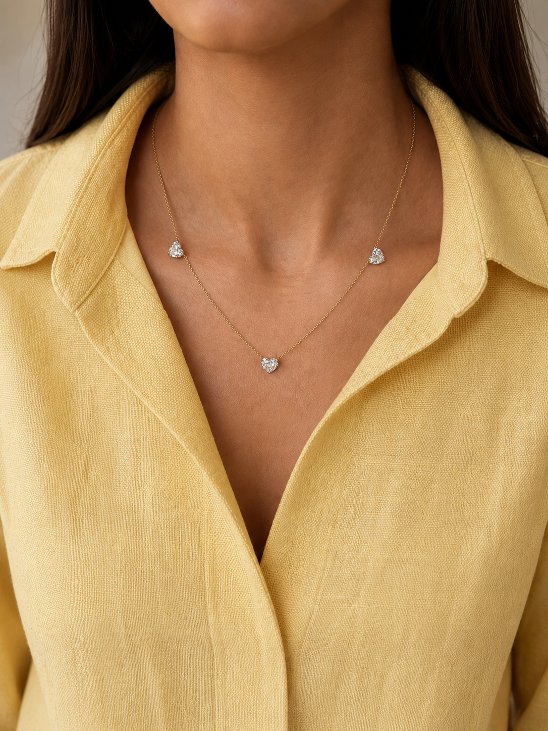 Stella triple heart solitare necklace