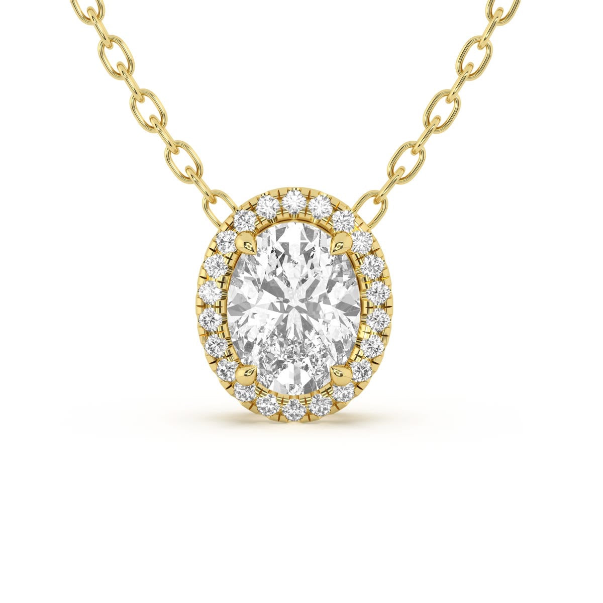 Divina oval halo necklace