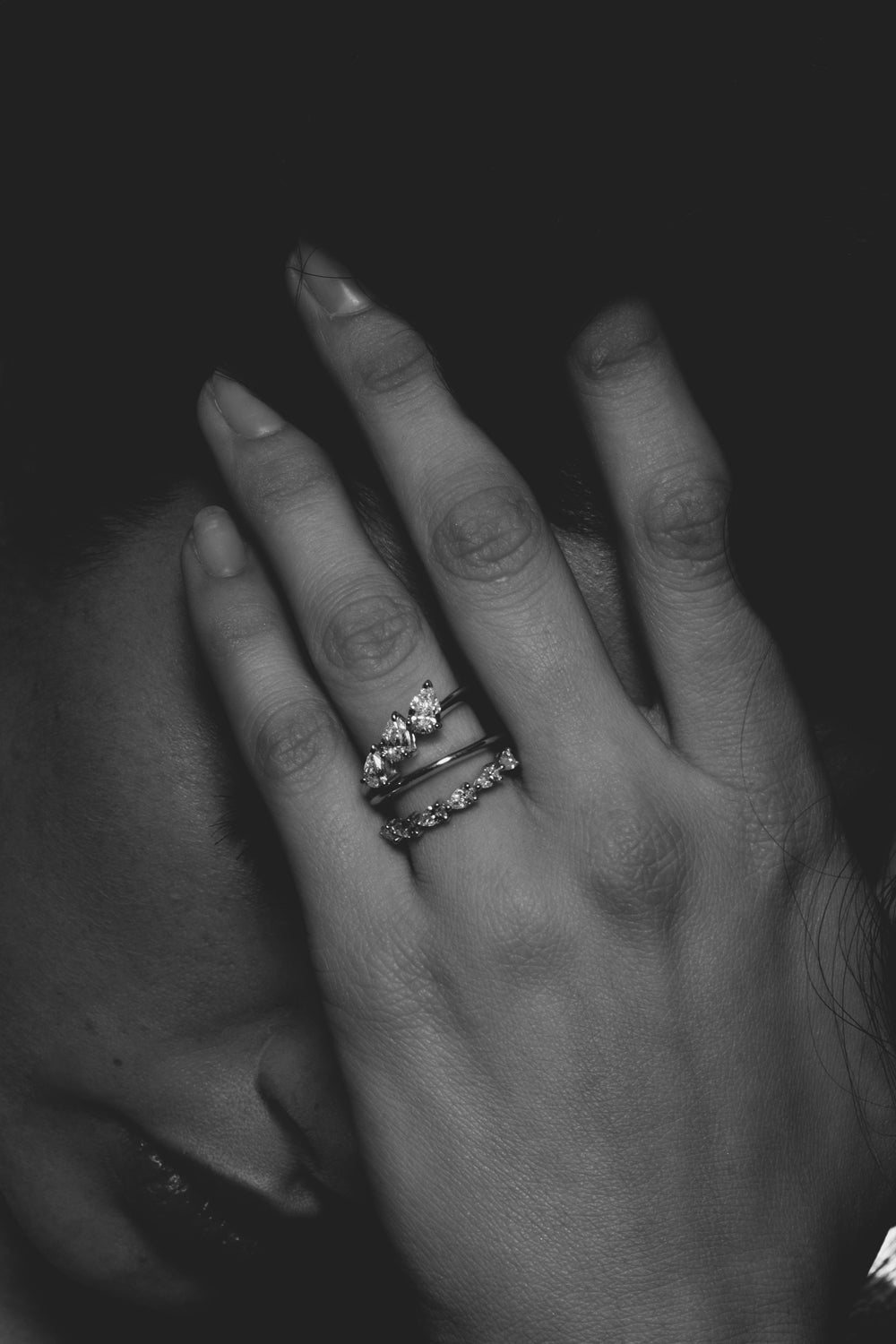 Triple Pear Diamond Ring