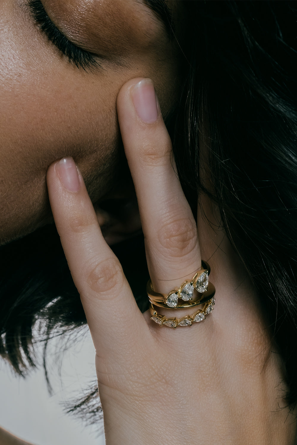 Triple Pear Diamond Ring