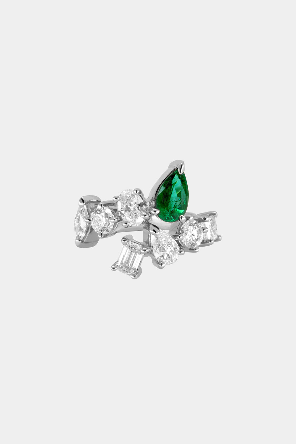 Pear Emerald and Diamond Wrap Ring
