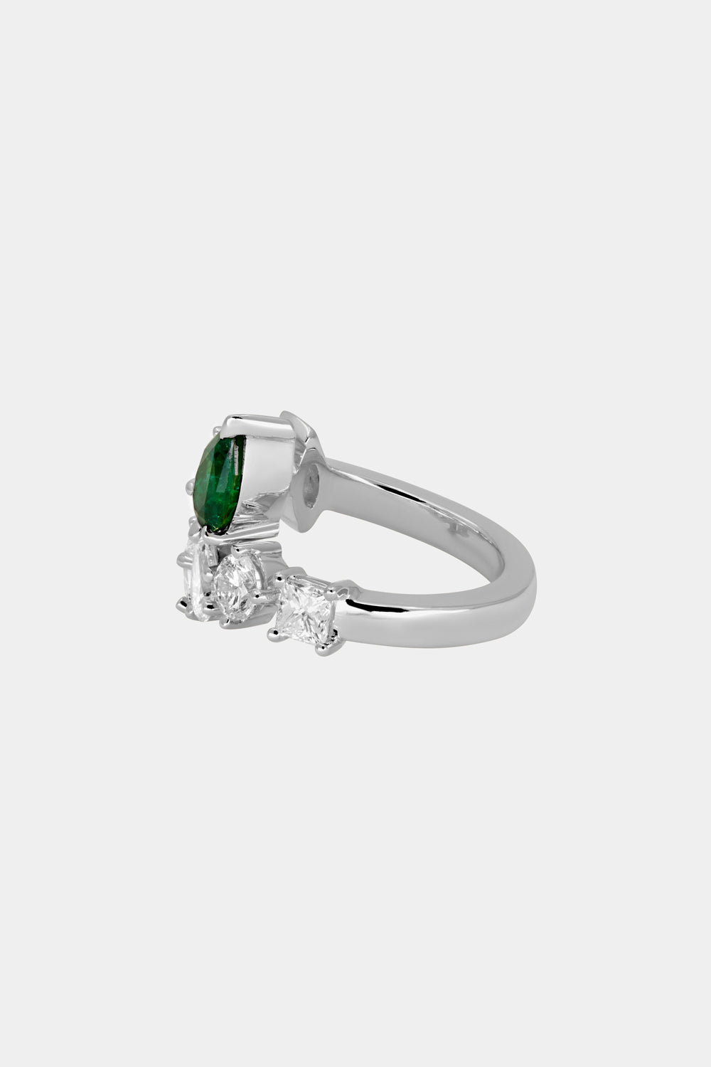 Pear Emerald and Diamond Wrap Ring