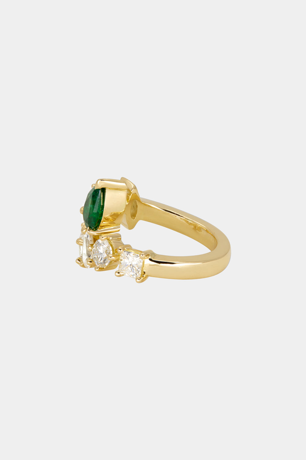 Pear Emerald and Diamond Wrap Ring