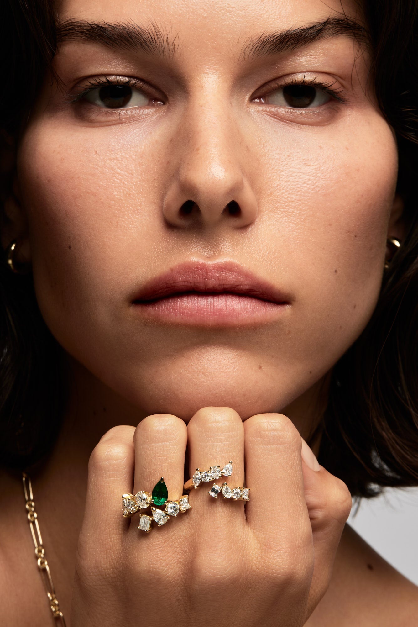 Pear Emerald and Diamond Wrap Ring
