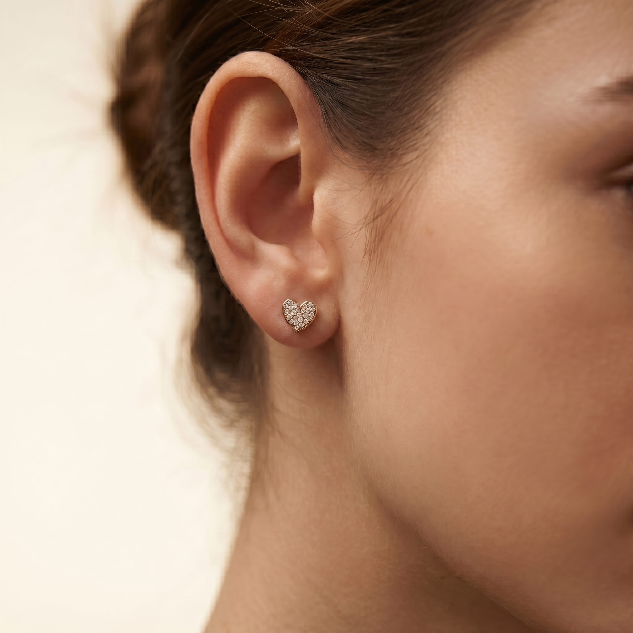 Heart-Shaped Stud Earrings