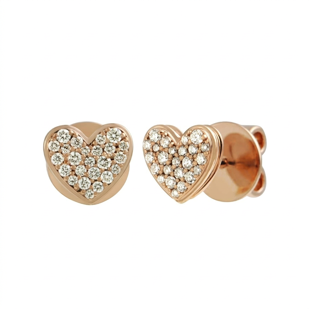 Heart-Shaped Stud Earrings