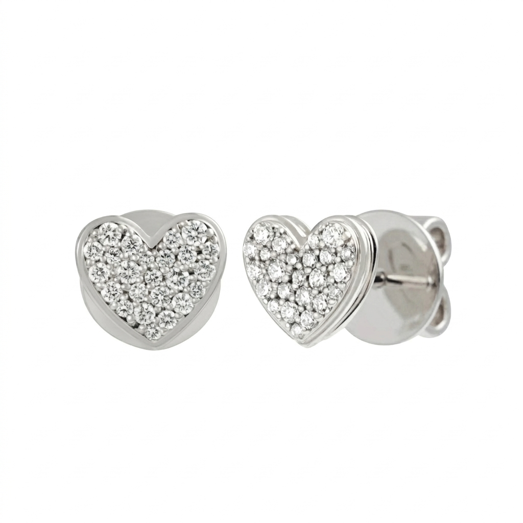 Heart-Shaped Stud Earrings
