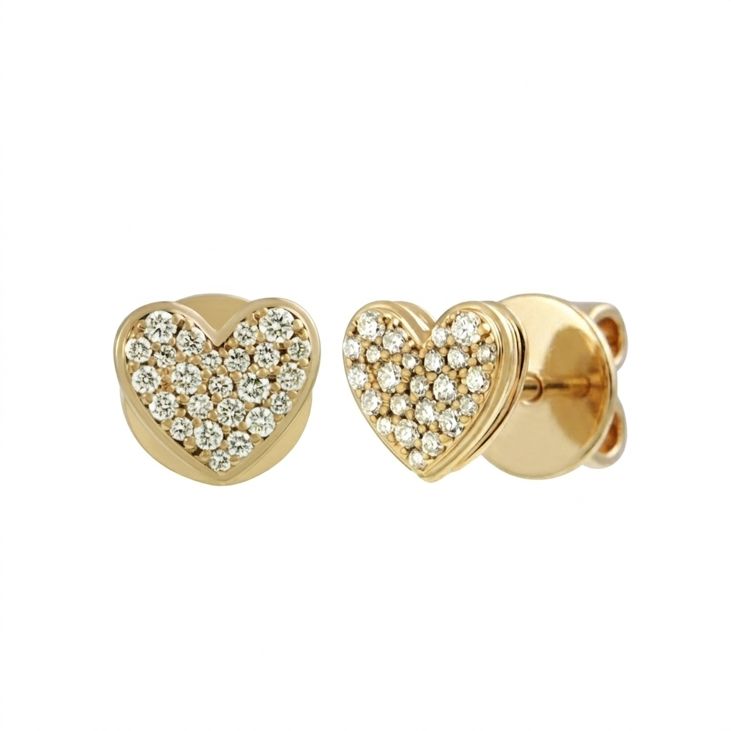 Heart-Shaped Stud Earrings